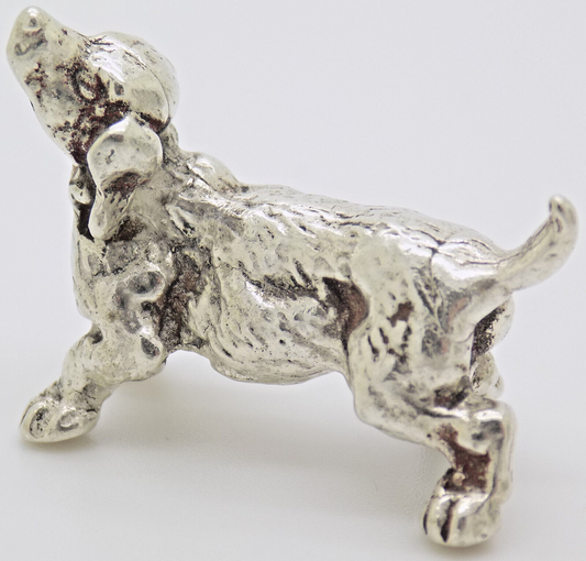 Vintage Italian Handmade Genuine Silver Puppy Dog Figurine Dollhouse Miniature
