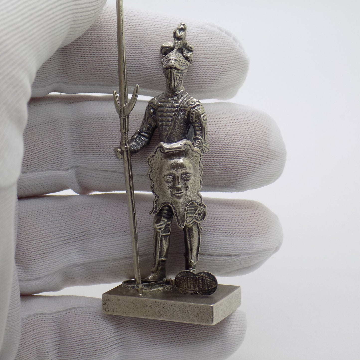 Vintage Italian Handmade Genuine Silver Shield & Halberd Knight Rare UNO-A-ERRE