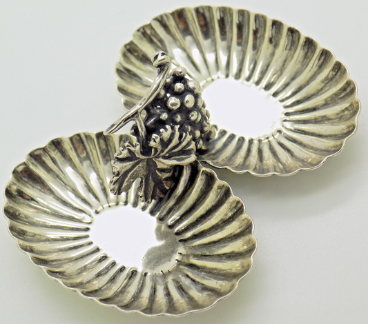 Vintage Italian Handmade Genuine Silver .800 Salt & Pepper Decorative Server