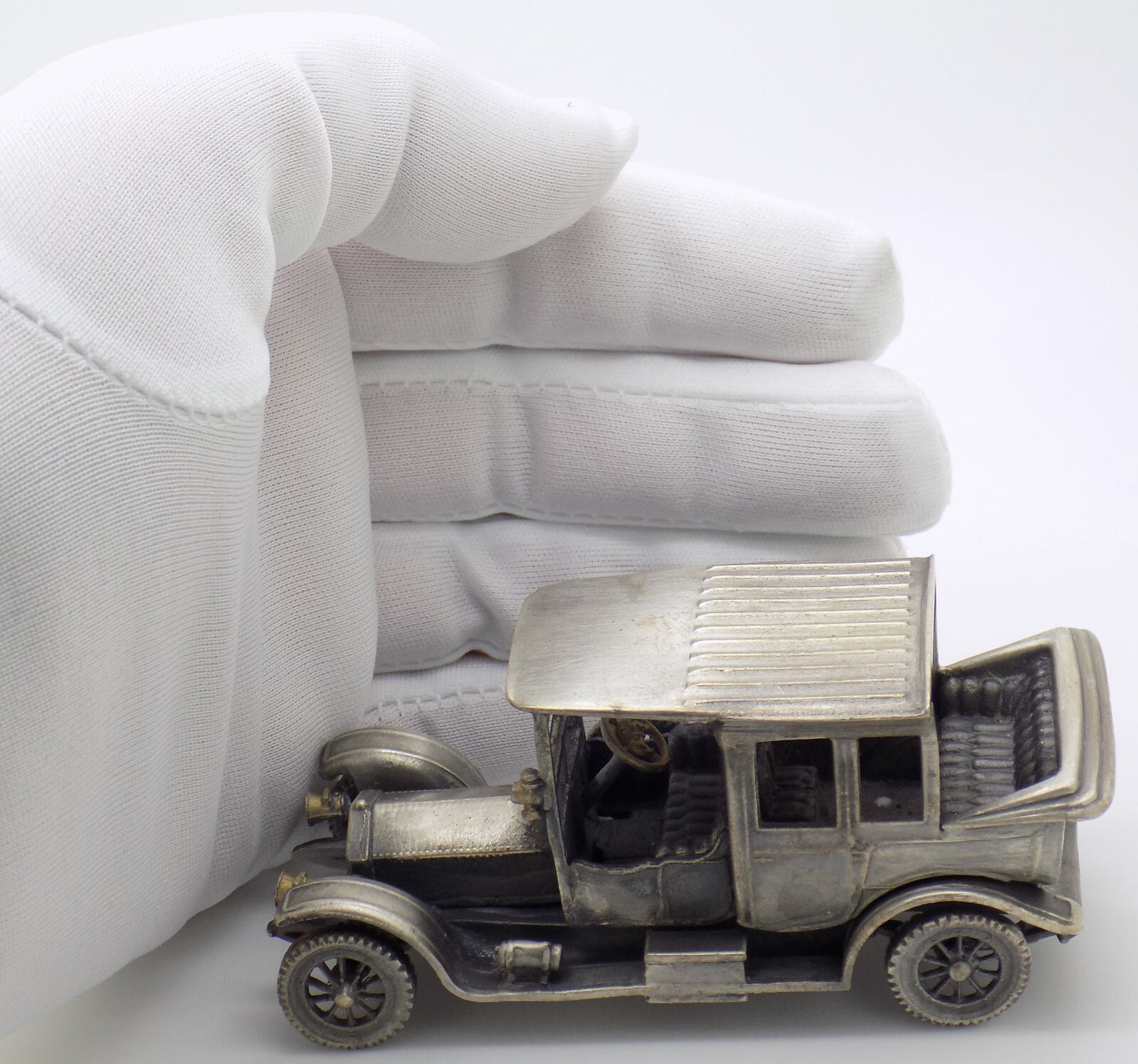 Vintage Italian Silver Rolls-Royce 1912 Car Rare Figurine 1970s 1980s, 144g