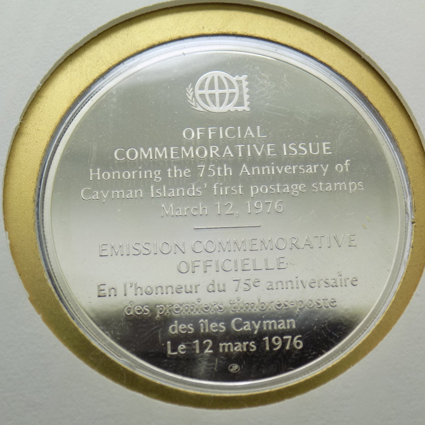 1976 Int'l Society of Postmasters Cayman Islands 1st Postage Stamps Silver Medal