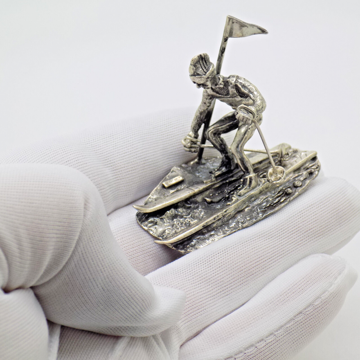 Vintage Italian Handmade Sterling Silver 925 Detailed Slalom Skier RARE Figurine