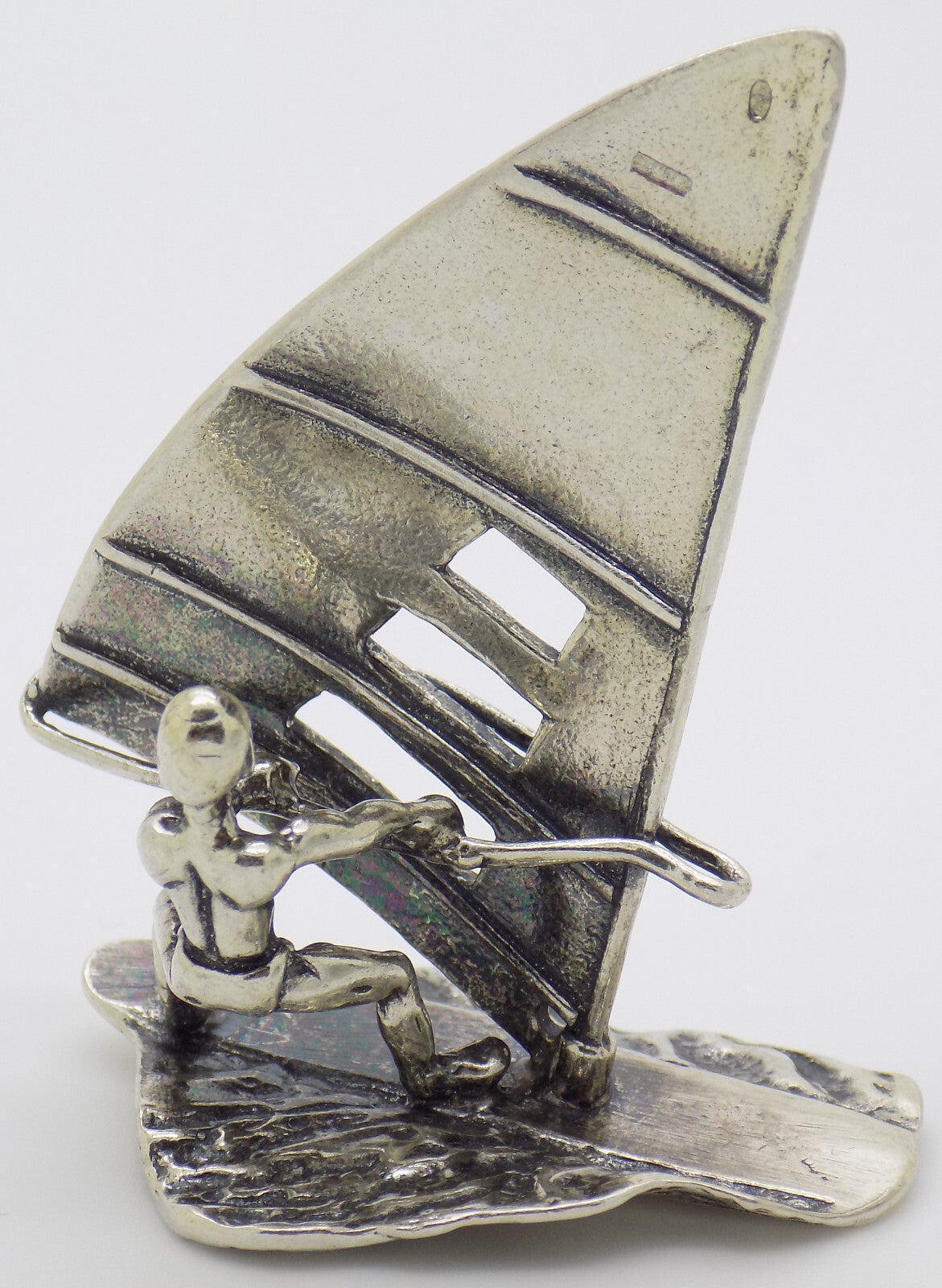 Vintage Italian Handmade Genuine Silver Windsurf & Windsurfer Large Figurine 800