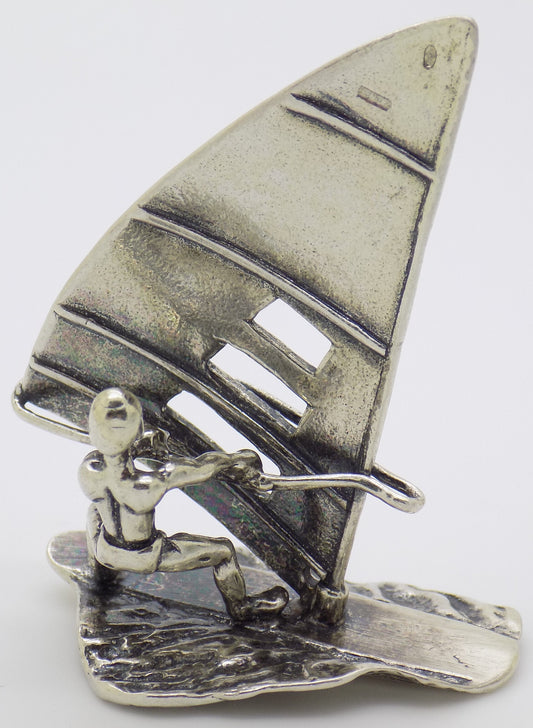 Vintage Italian Handmade Genuine Silver Windsurf & Windsurfer Large Figurine 800