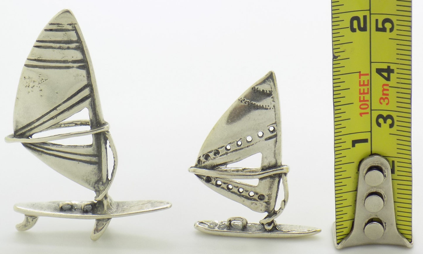 2 x Vintage Italian Handmade Genuine Silver 800 Windsurfs Miniature from Arezzo