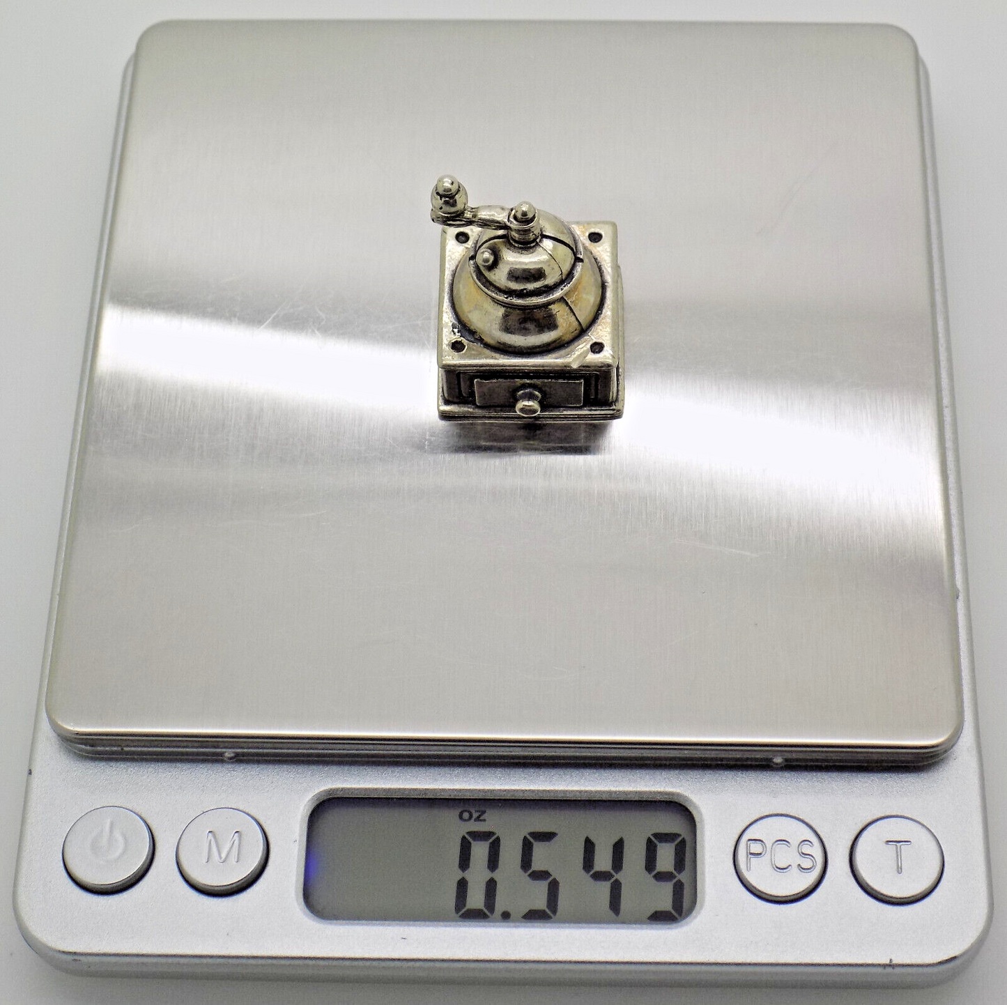 Vintage Italian Handmade Genuine Silver 800/000 Grinder RARE Dollhouse Miniature