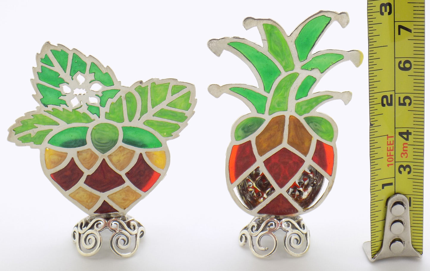 Vintage Italian Handmade Sterling Silver 925 Table Place Fruit Card Holders