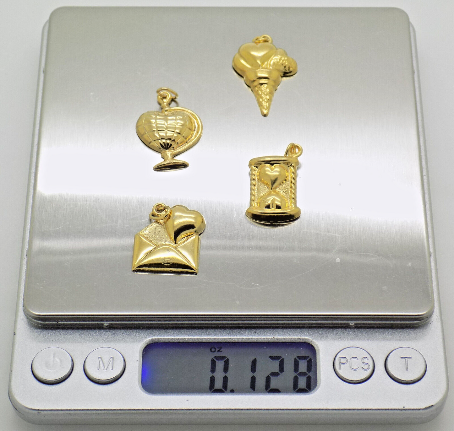 4 x Vintage Italian Handmade Sterling Silver 925 Lucky Charm Love Charm Pendants