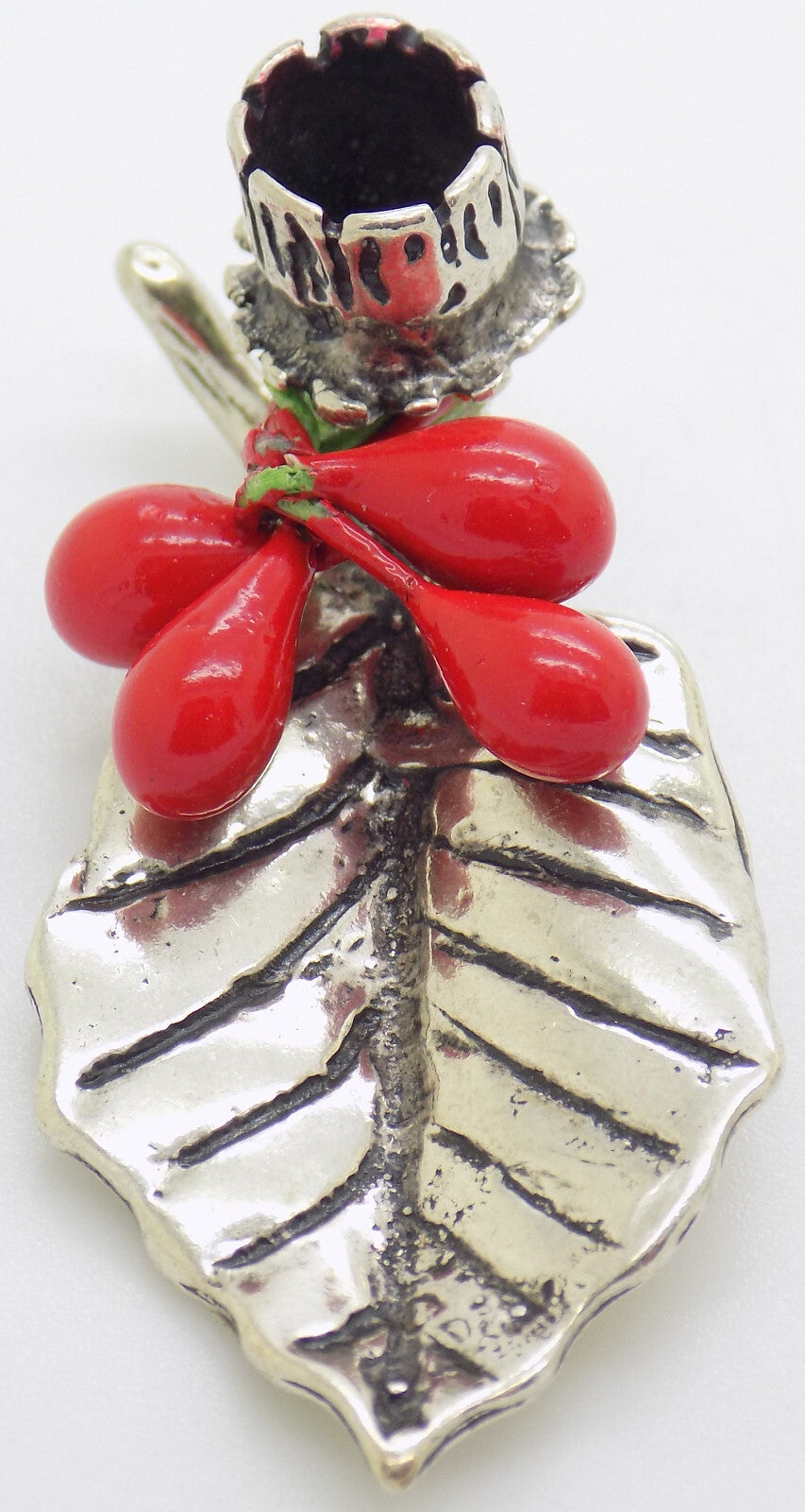 Vintage Italian Handmade Genuine Silver Christmas Candle Holder Miniature