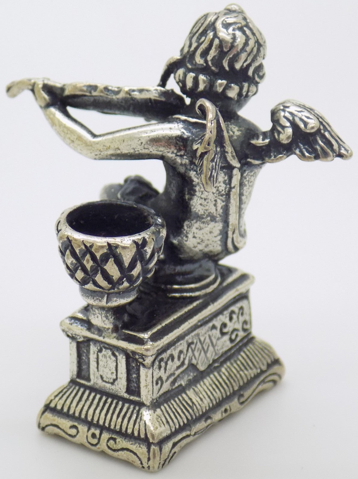 Vintage Italian Silver Angel with Violin Candle Holder Handmade Small 800 Silver