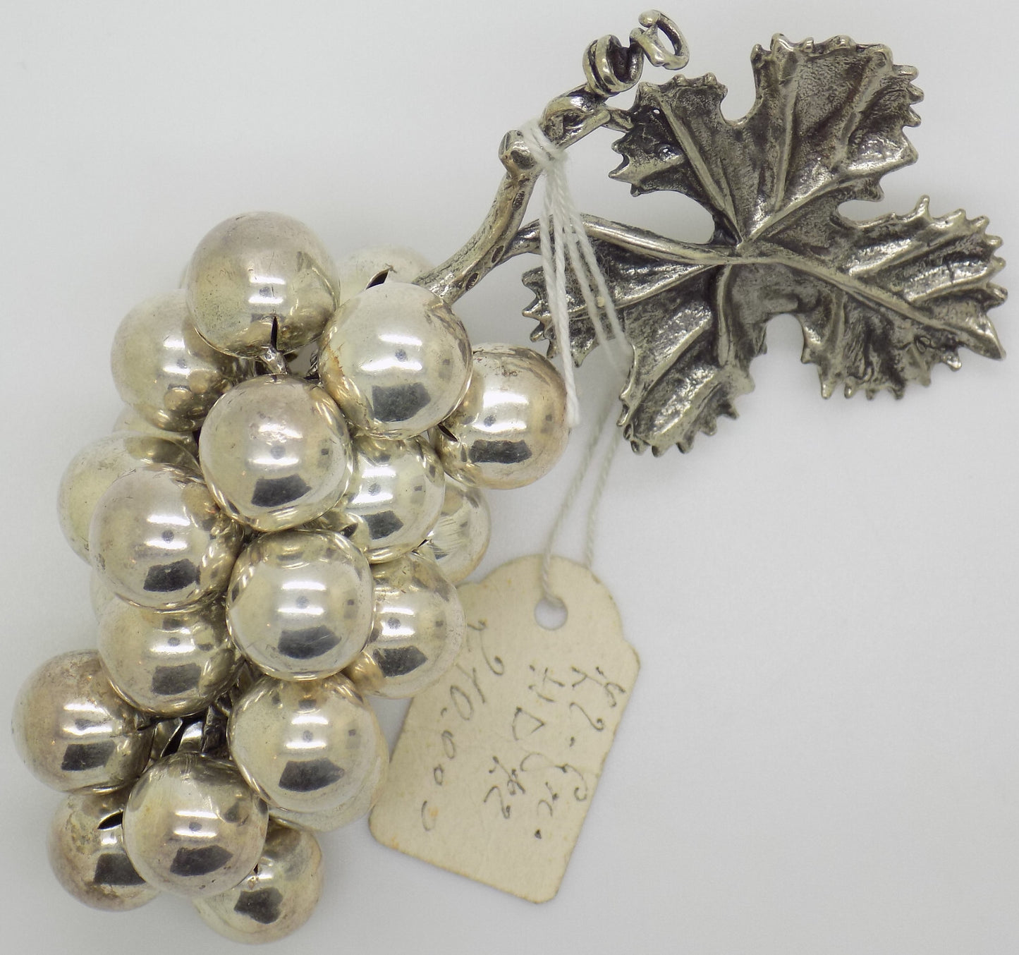 Vintage Italian Handmade Genuine Silver .800 Large Bunch of Grapes Figurine