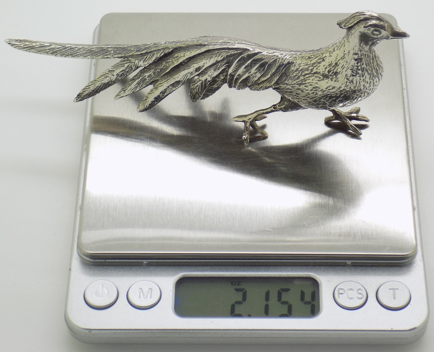 Vintage Italian Handmade Silver 800 Pheasant Large Figurine Animal Sculpture