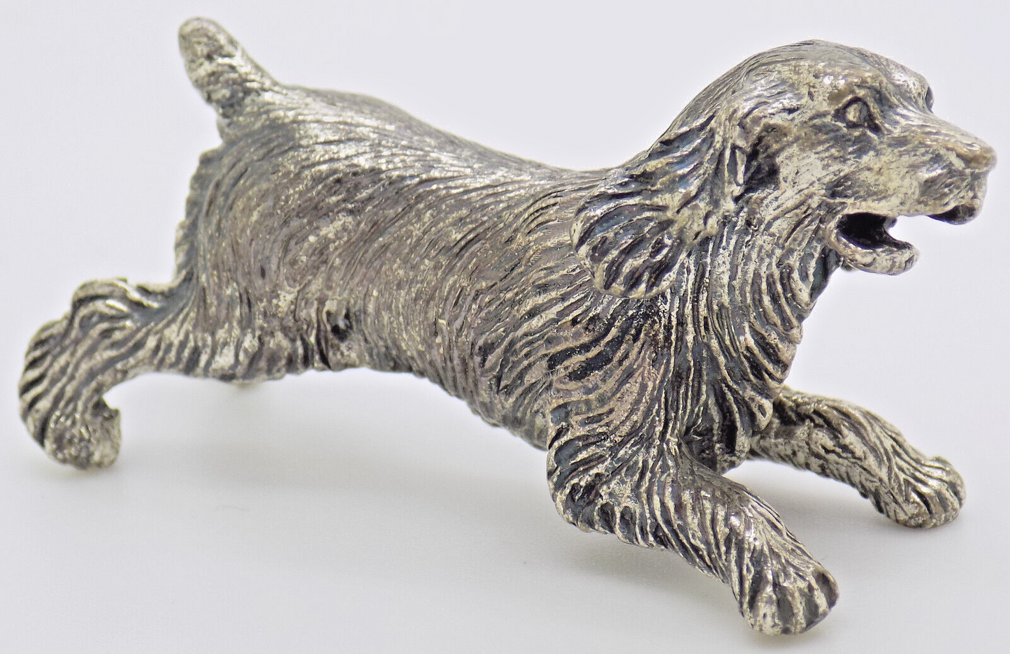 Vintage Italian Handmade Genuine Silver 800 RARE Barking Dog Figurine Miniature