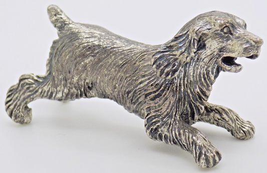 Vintage Italian Handmade Genuine Silver 800 RARE Barking Dog Figurine Miniature