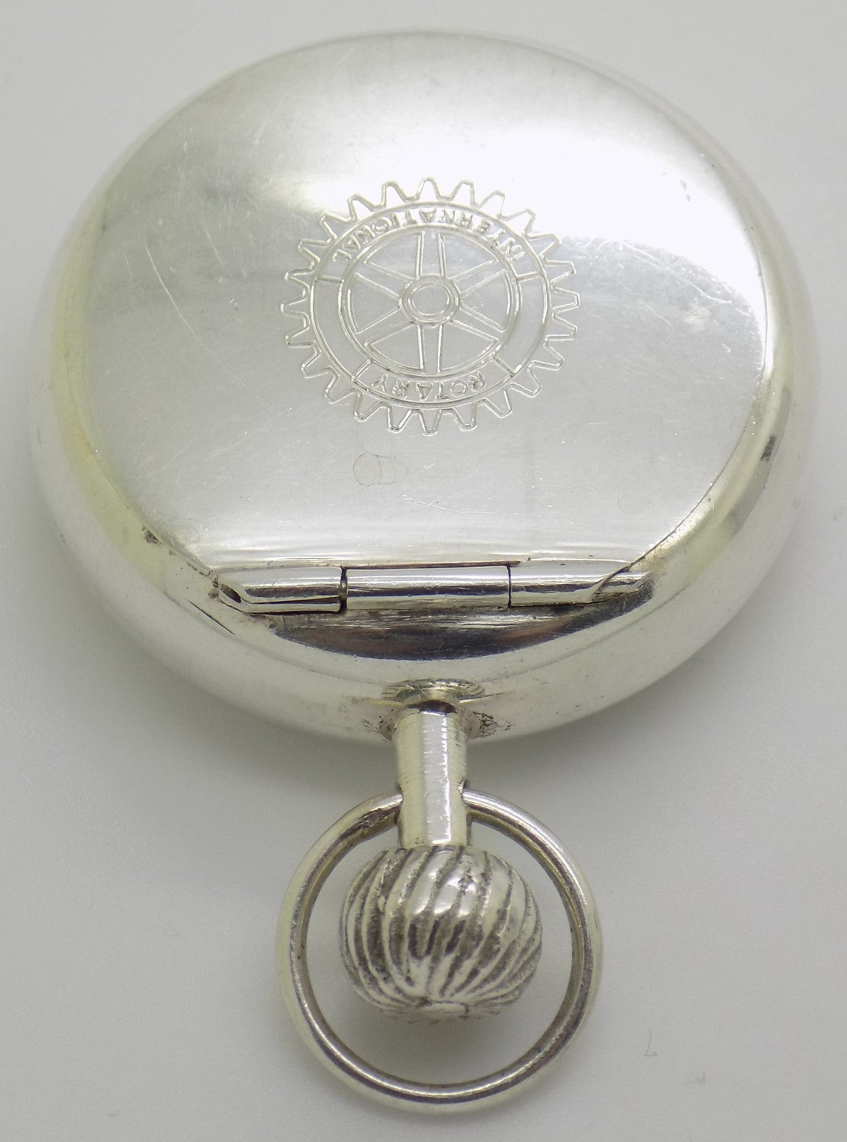 Vintage Handmade Italian 800 Silver Rotary International Club Pill Snuff Box