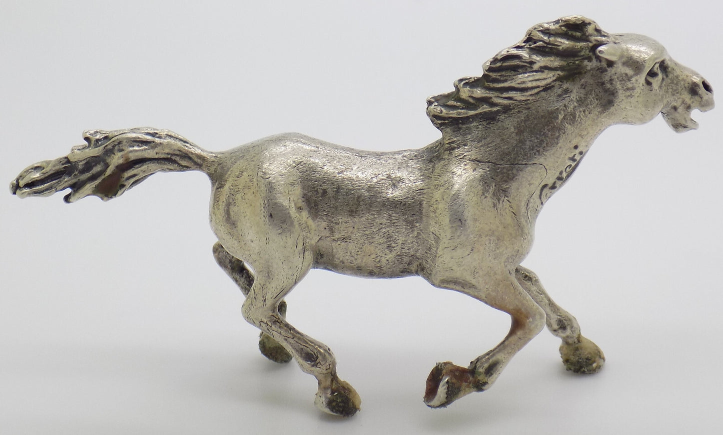 Vintage Italian Handmade Genuine Silver .800 Galloping Horse Figurine Miniature