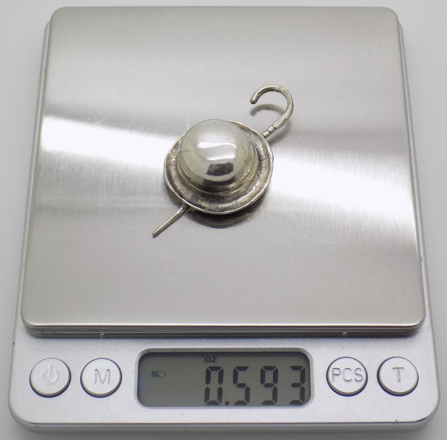 Vintage Italian Handmade Genuine Silver .800 Top Hat & Stick Figurine Miniature