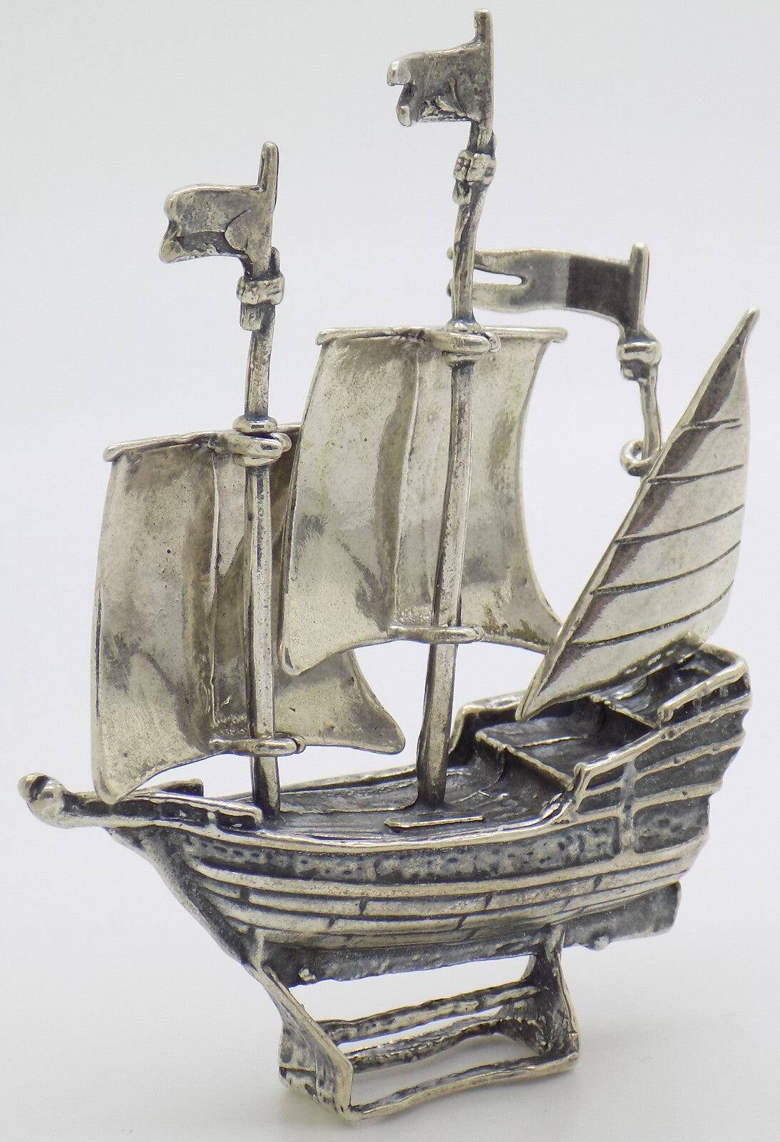 Vintage Italian Handmade Genuine Silver .800 Crusades Ship Galleon Figurine