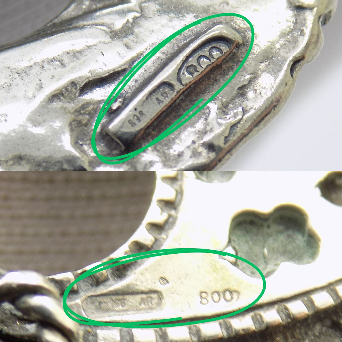 Vintage Italian Handmade Genuine Silver .800 Two Baby Bibs Figurines Miniatures