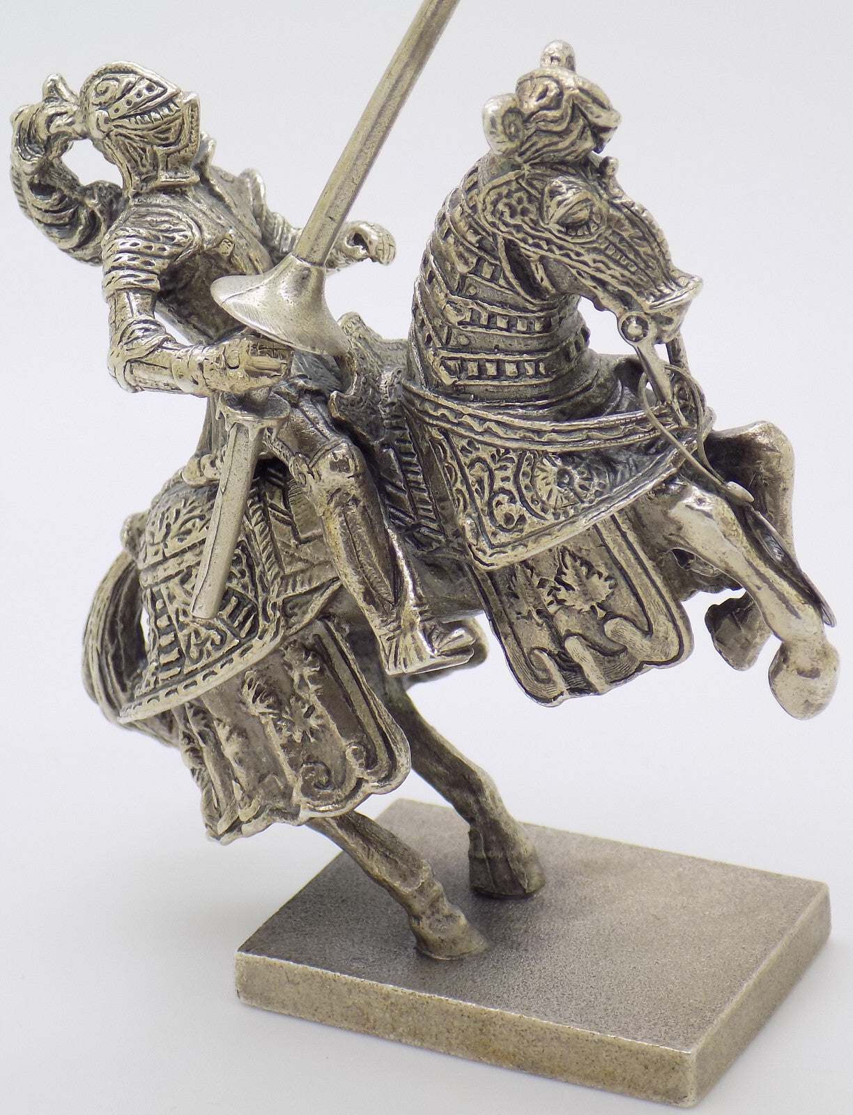 Vintage Italian Handmade Genuine Silver Medieval Jousting Knight Figurine Statue