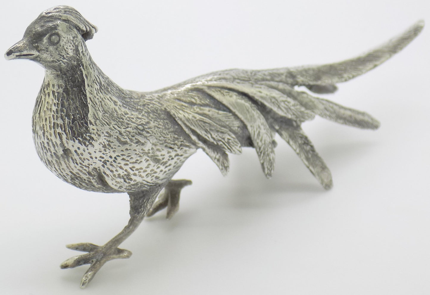 Vintage Italian Genuine Silver 800 Pheasant Figurine Large Detailed Mid Century