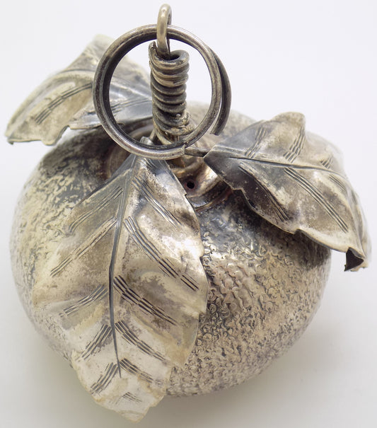 Vintage Italian Handmade Genuine Silver Tangerine/Mandarin Christmas Decoration