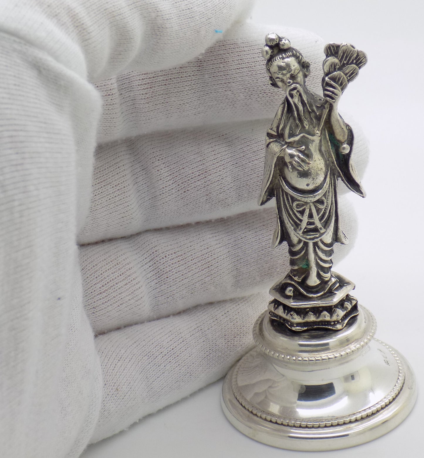 Vintage Italian Handmade Genuine Silver Chinese Sage Immortal Statue Figurine