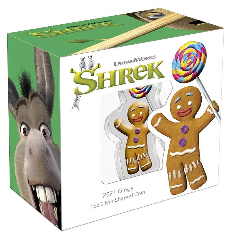 2021 Niue $2 E.T. Shrek Gingy Cookie 1oz 999% Pure Silver Shaped Coin #0015