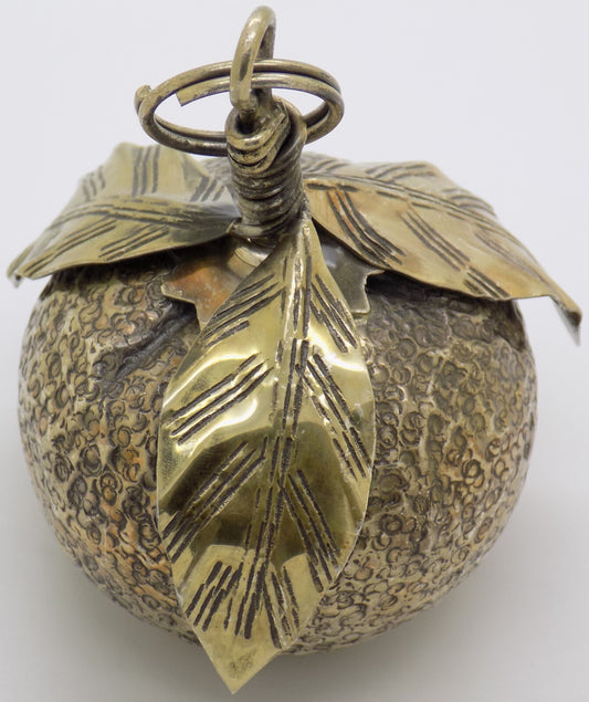 Vintage Italian Handmade Genuine Silver Mandarin/Tangerine Christmas Ornament