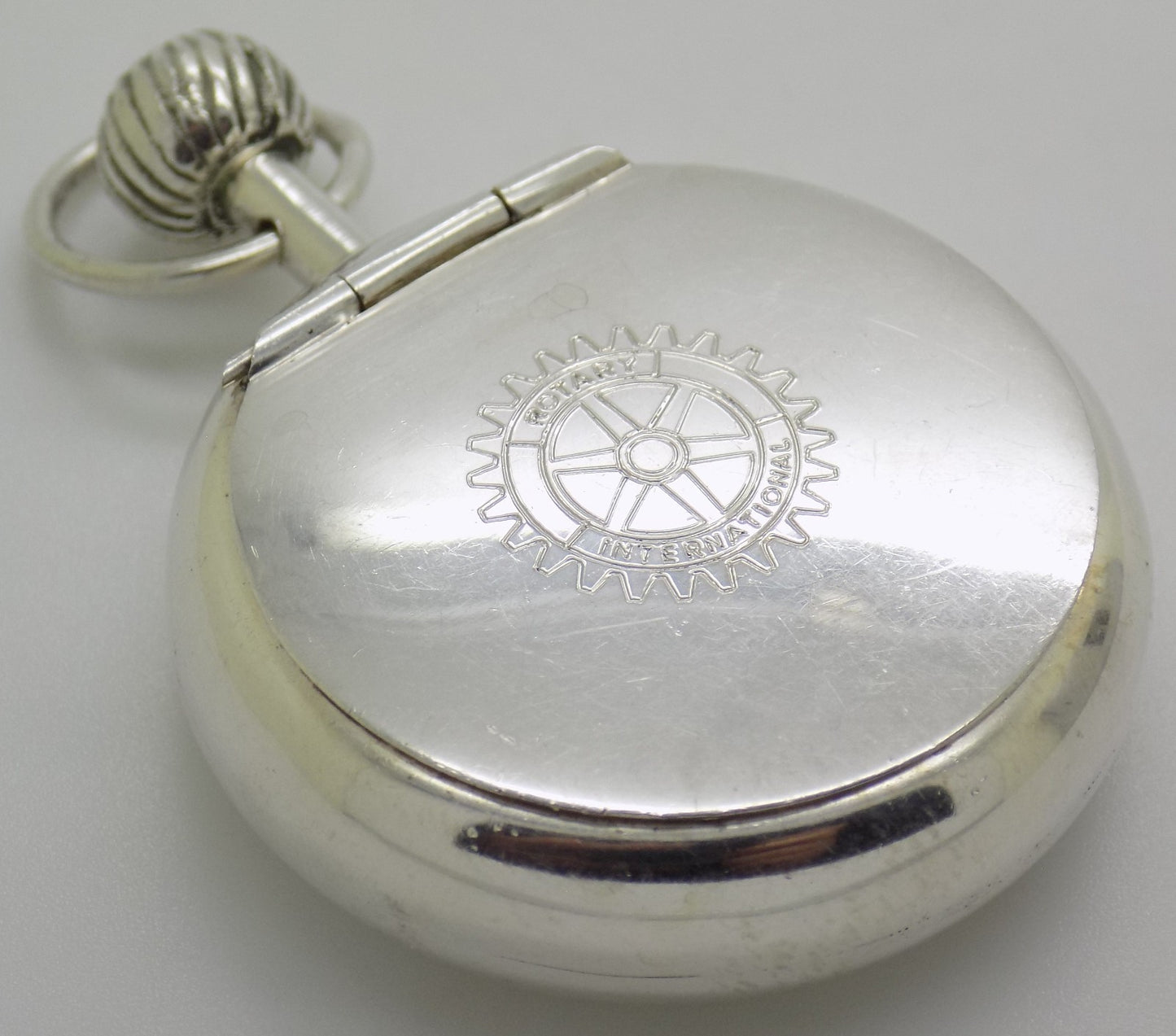 Vintage Handmade Italian 800 Silver Rotary International Club Pill Snuff Box