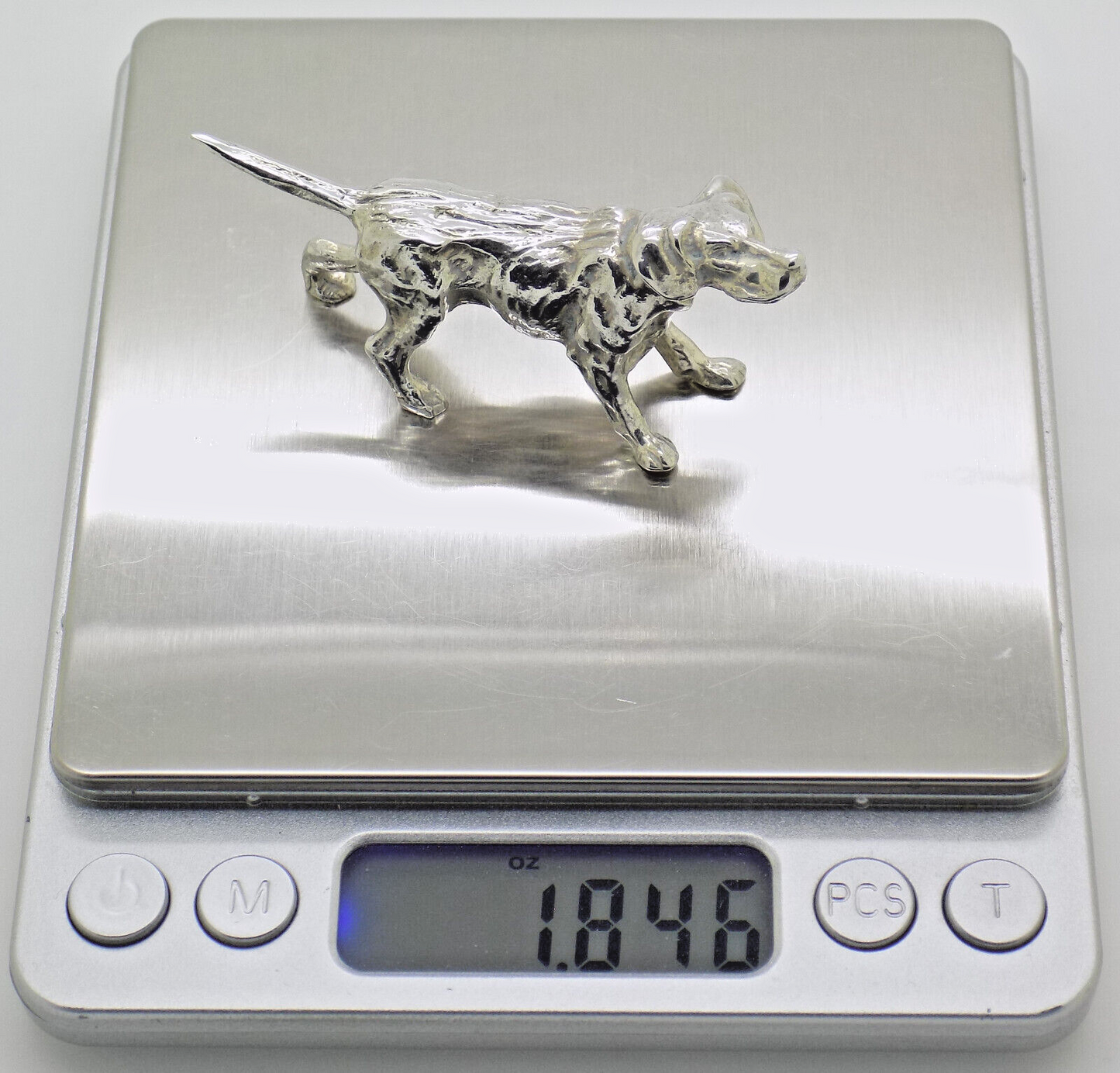 Vintage Italian Handmade Genuine Silver .800 Hunting Dog Heavy Figurine