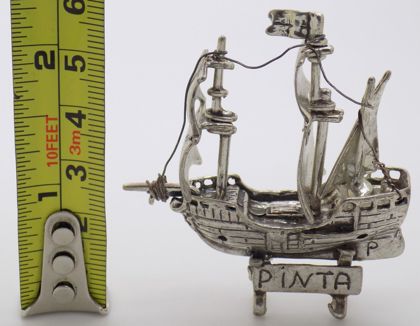 Vintage Italian Silver Columbus Caravel Pinta Figurine Arezzo 1970s 1980s