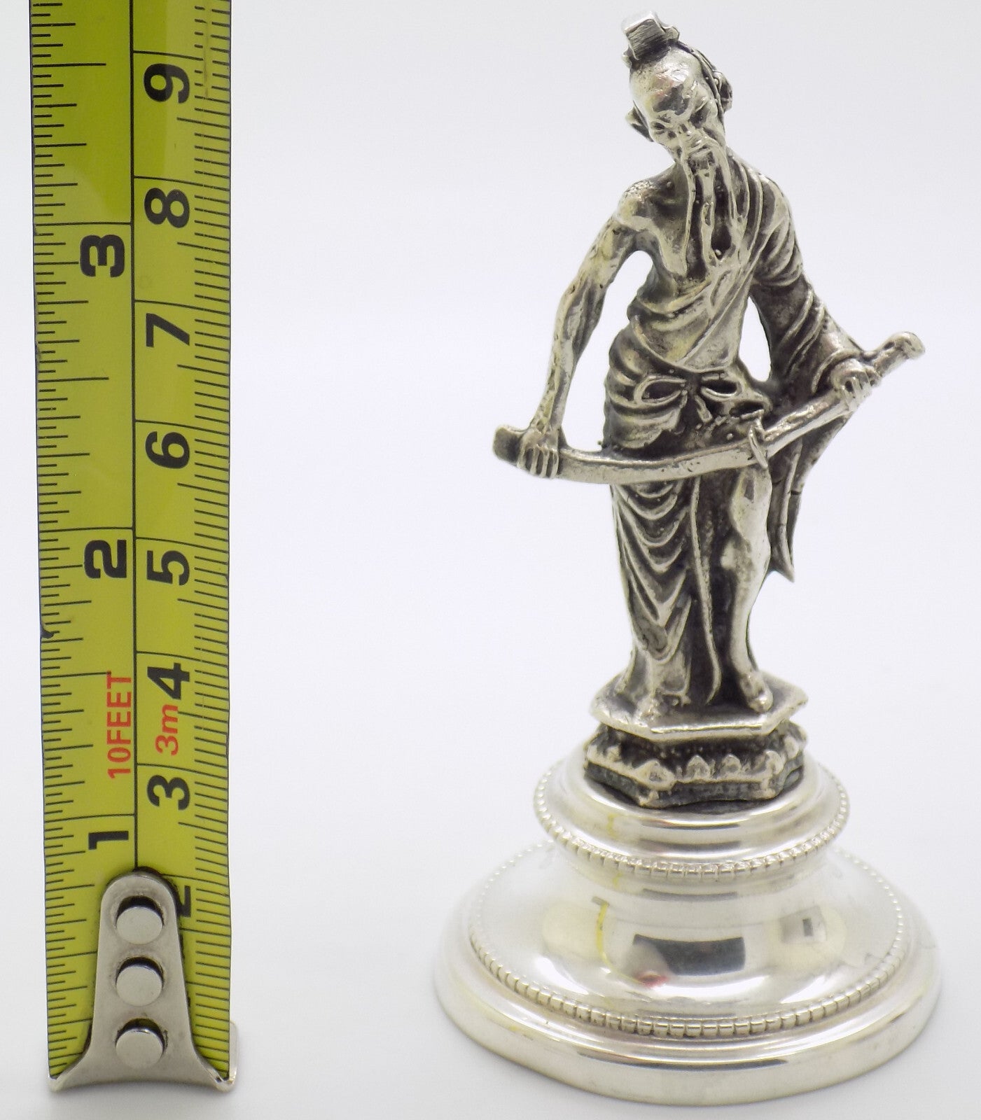 Vintage Italian Handmade Genuine Silver Sword-Wielding Chinese Immortal Figurine