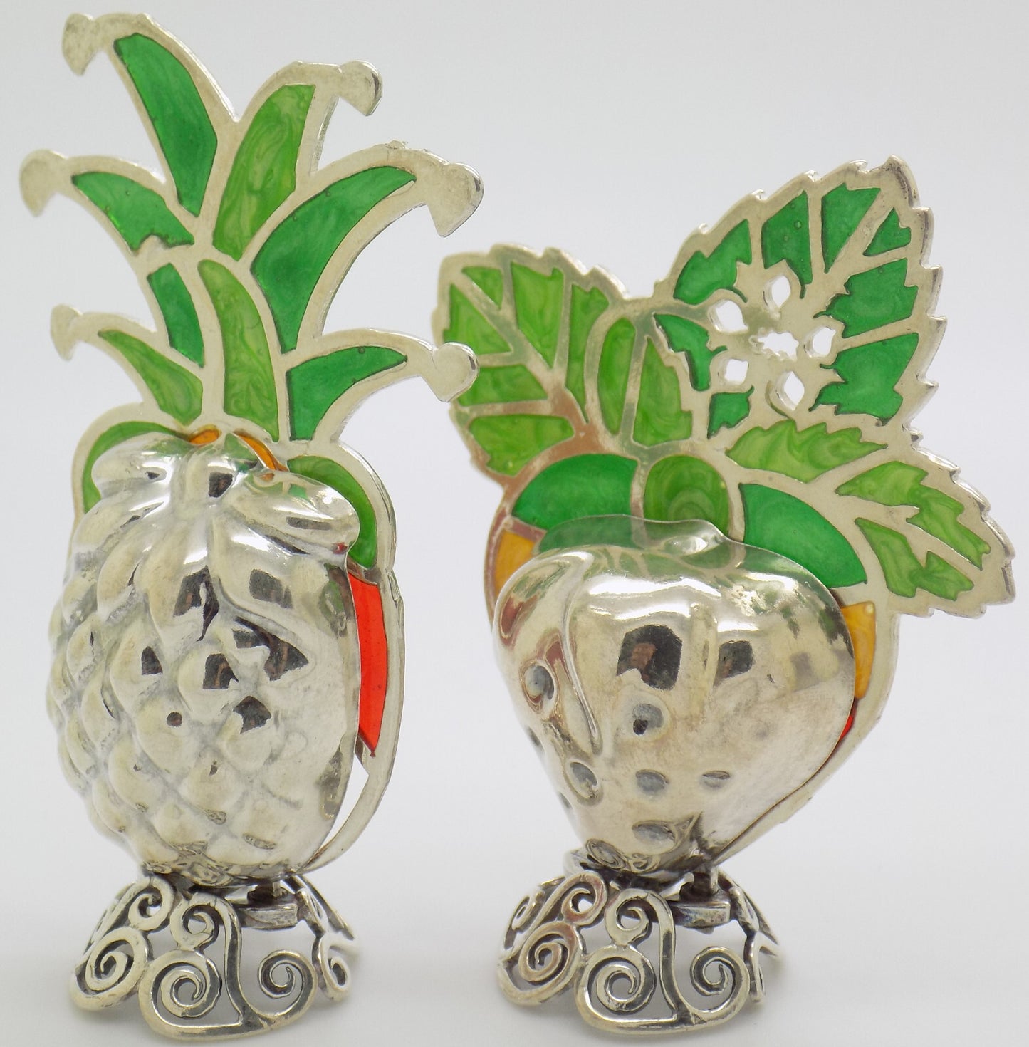 Vintage Italian Handmade Sterling Silver 925 Table Place Fruit Card Holders