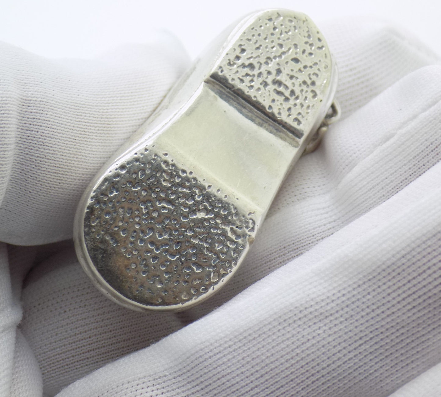 Vintage Italian Sterling Silver 925 Child Shoe with Flowers Miniature 1980s