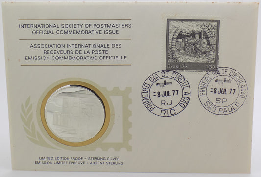1977 Int'l Society of Postmasters Rio de Janeiro - São Paulo Railro Silver Medal