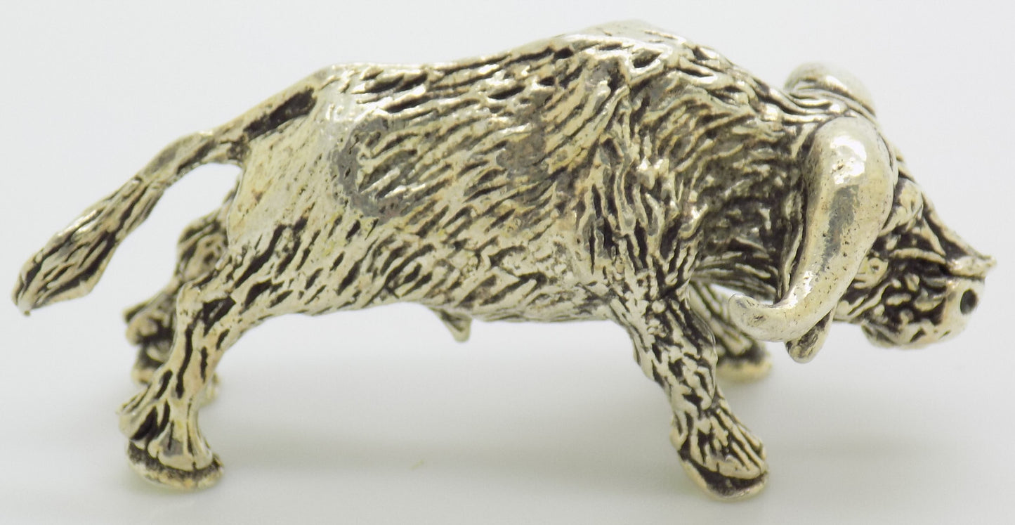 Vintage Italian Silver Bison Figurine 800 Fine Handmade Italy 1970s Animal Art