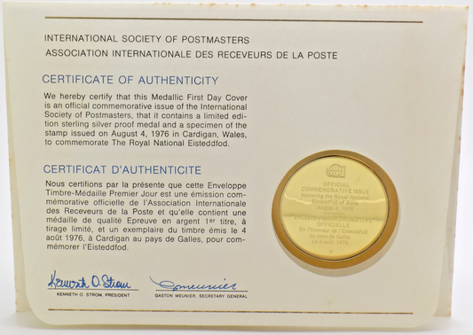 1976 Intl Society of Postmasters Royal national Eisteddfod of Wales Silver Medal