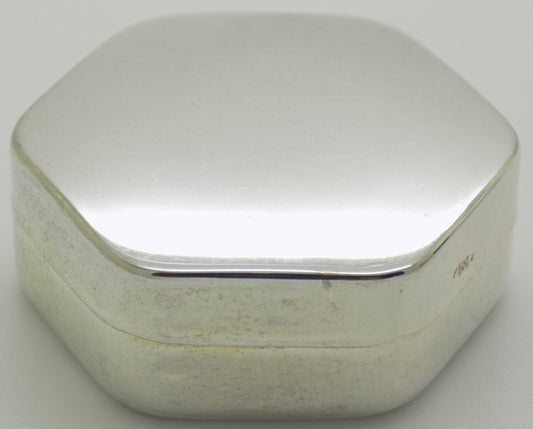 Vintage Italian Handmade Genuine Silver .800 Hexagon Pill Snuff Trinket Box