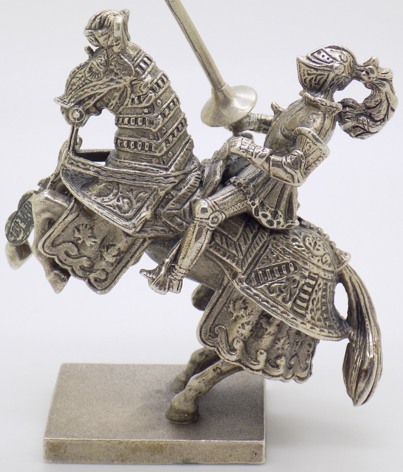 Vintage Italian Handmade Genuine Silver Medieval Jousting Knight Figurine Statue