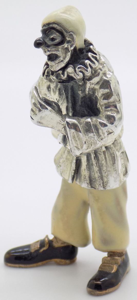 Vintage Italian Handmade Genuine Silver & Brass RARE Pulcinella ANGINI Figurine
