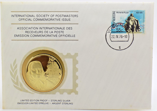 1976 Intl Society of Postmasters Netherlands Hero Michiel de Ruyter Silver Medal