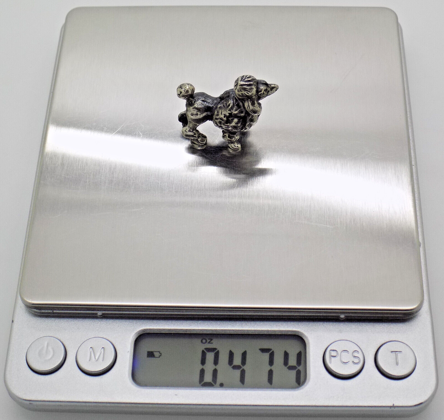 Vintage Italian Handmade Genuine Silver Poodle Dog RARE Dollhouse Miniature