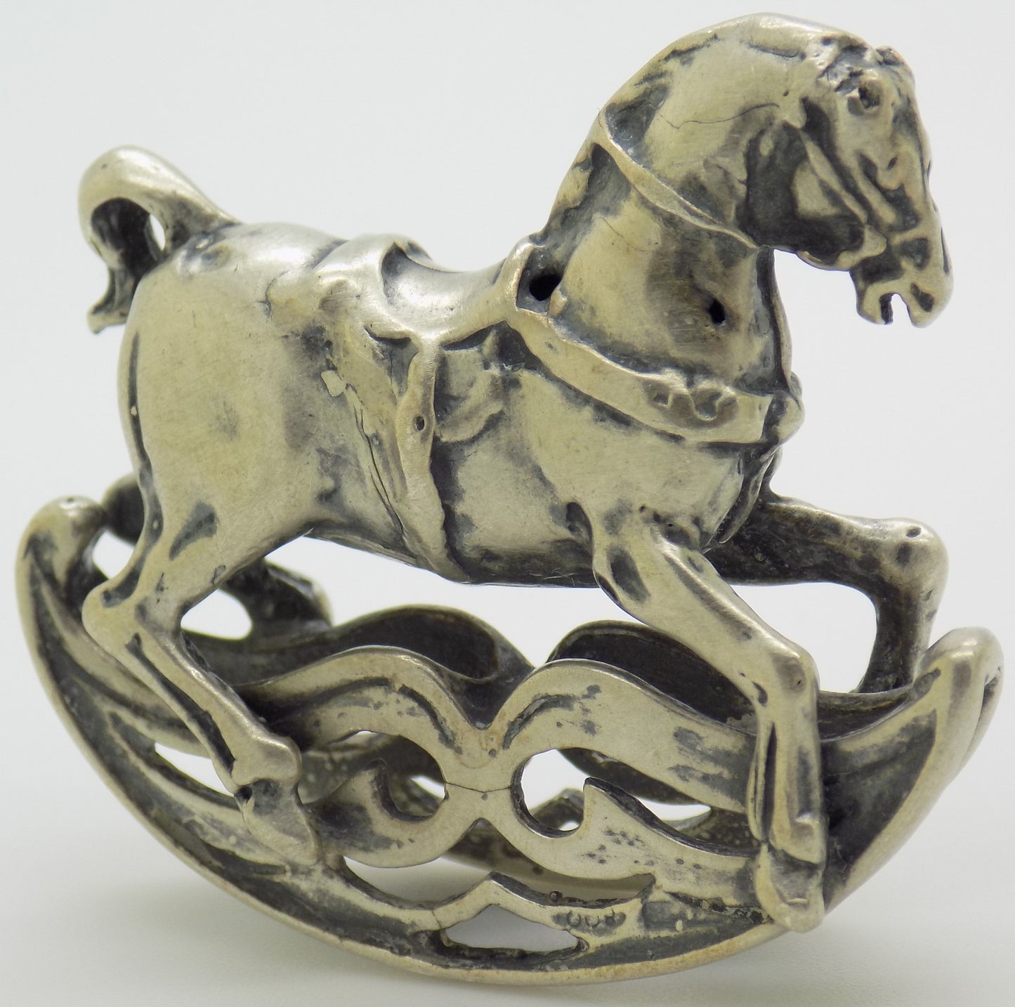 Vintage Handmade Italian Genuine Silver 800 Rocking Horse Figurine Miniature