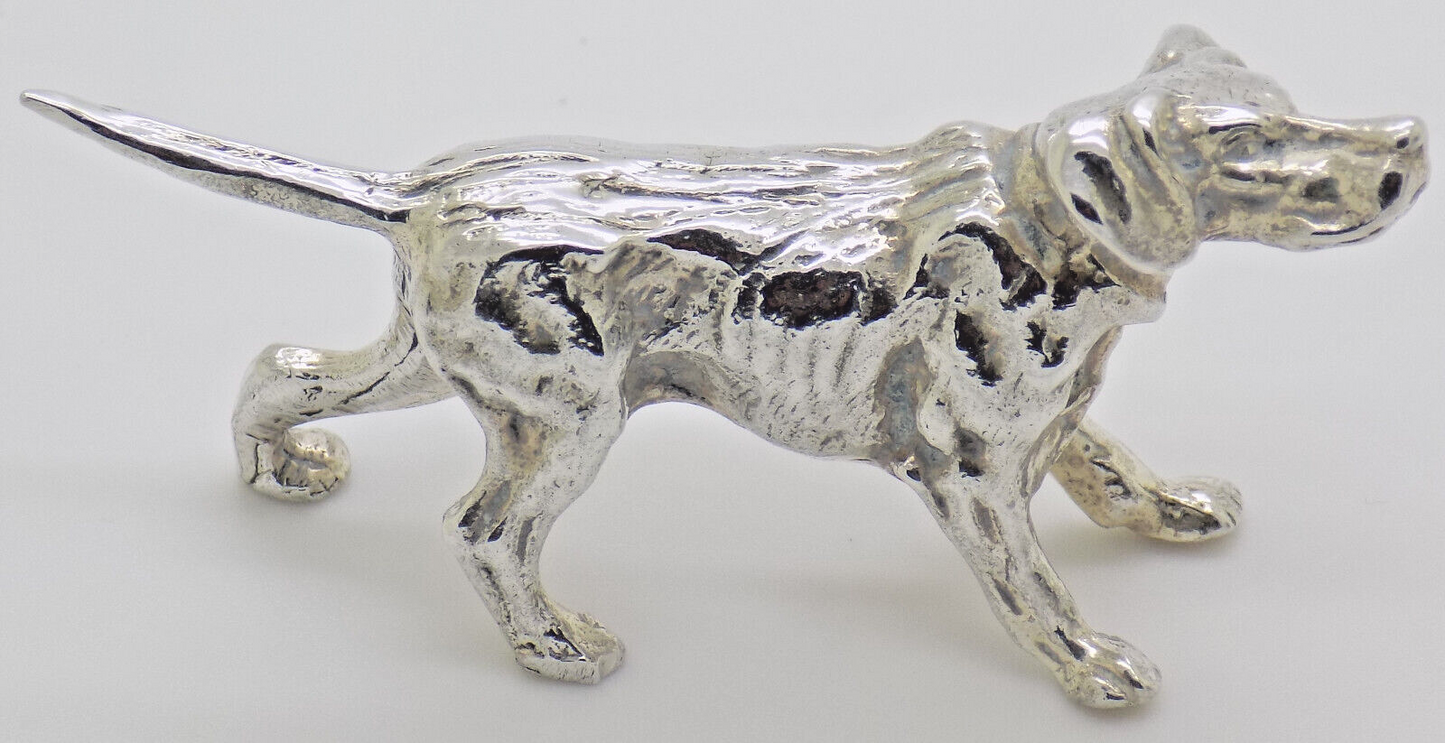 Vintage Italian Handmade Genuine Silver .800 Hunting Dog Heavy Figurine