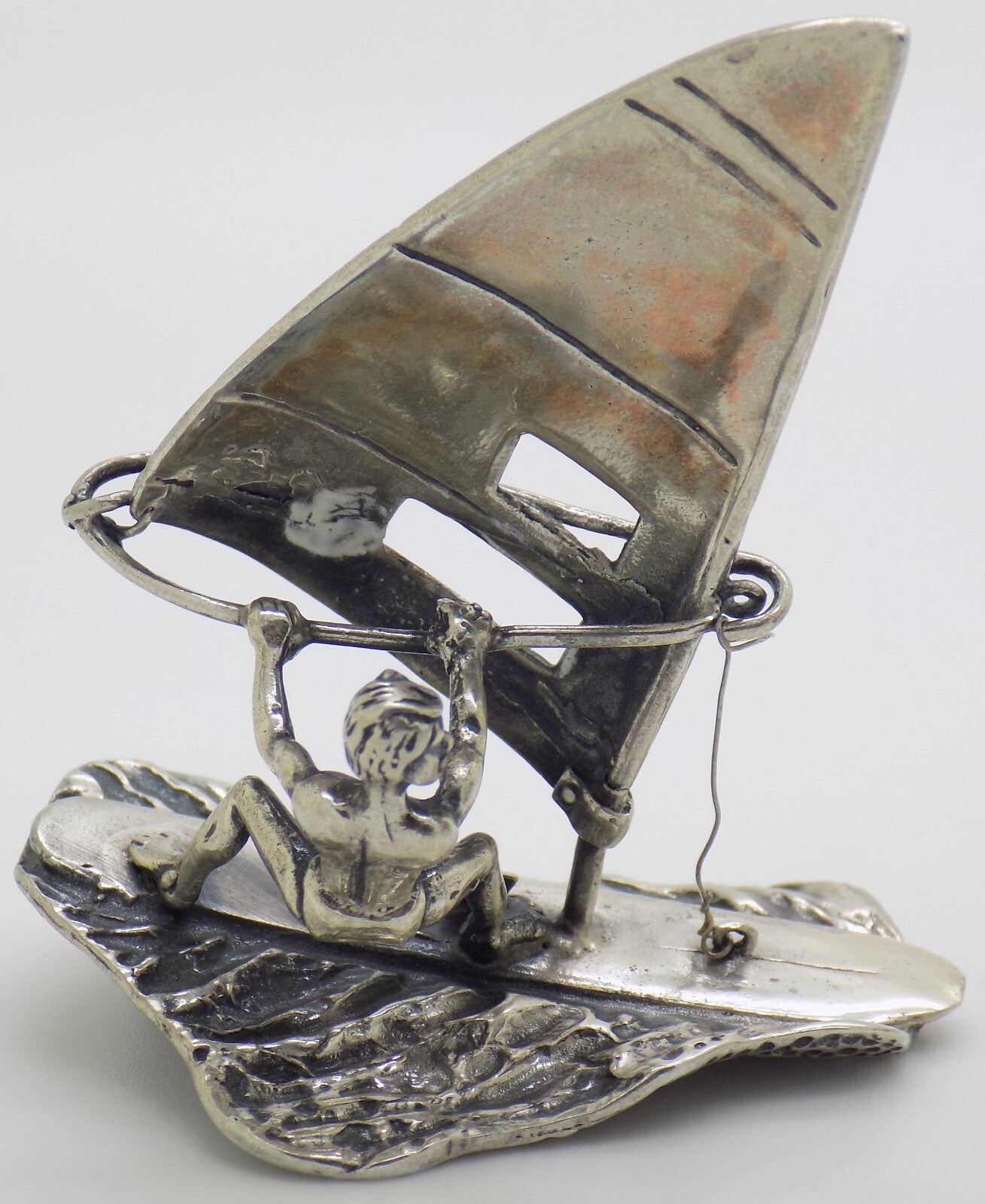 Vintage Italian Handmade Sterling Silver 925 Windsurf & Wave Detailed Figurine