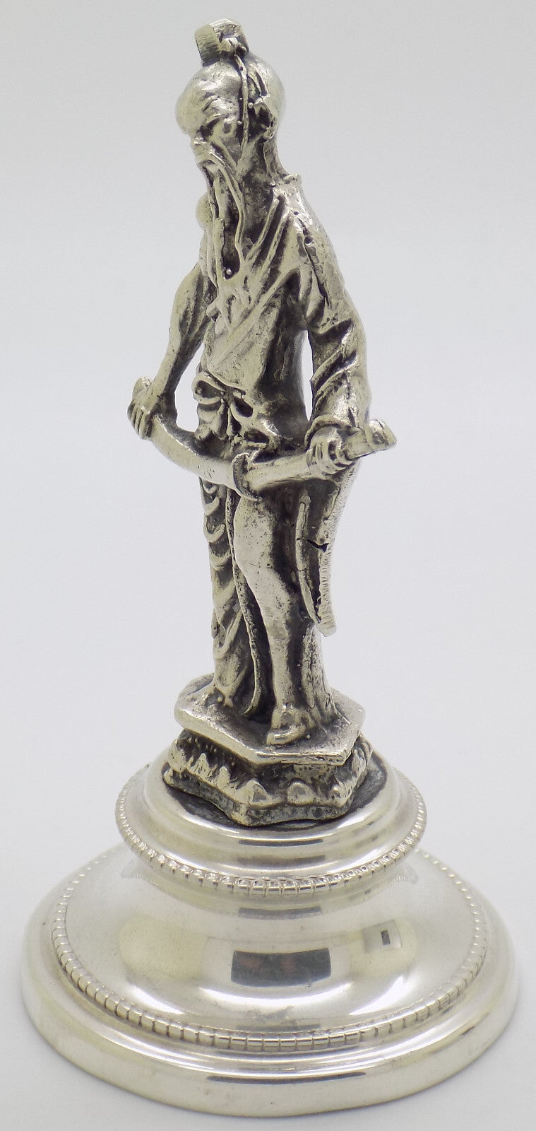 Vintage Italian Handmade Genuine Silver Sword-Wielding Chinese Immortal Figurine