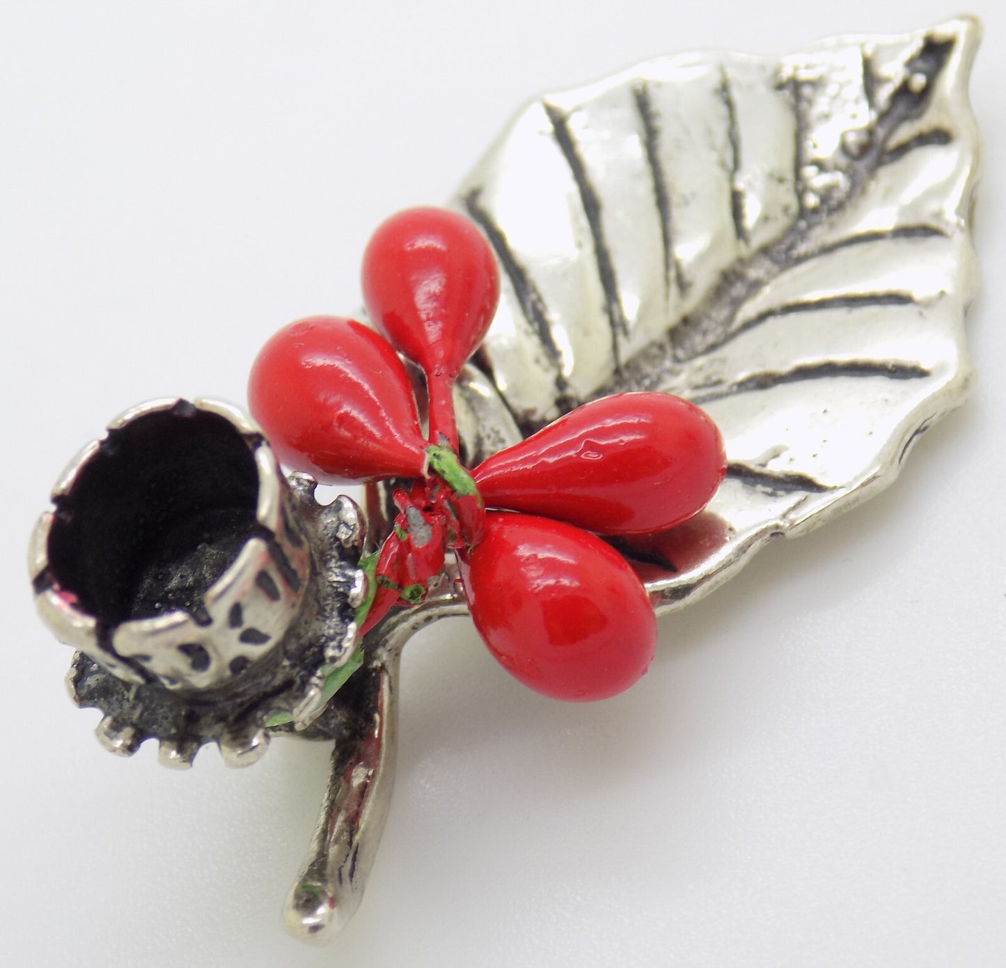 Vintage Italian Handmade Genuine Silver Christmas Candle Holder Miniature