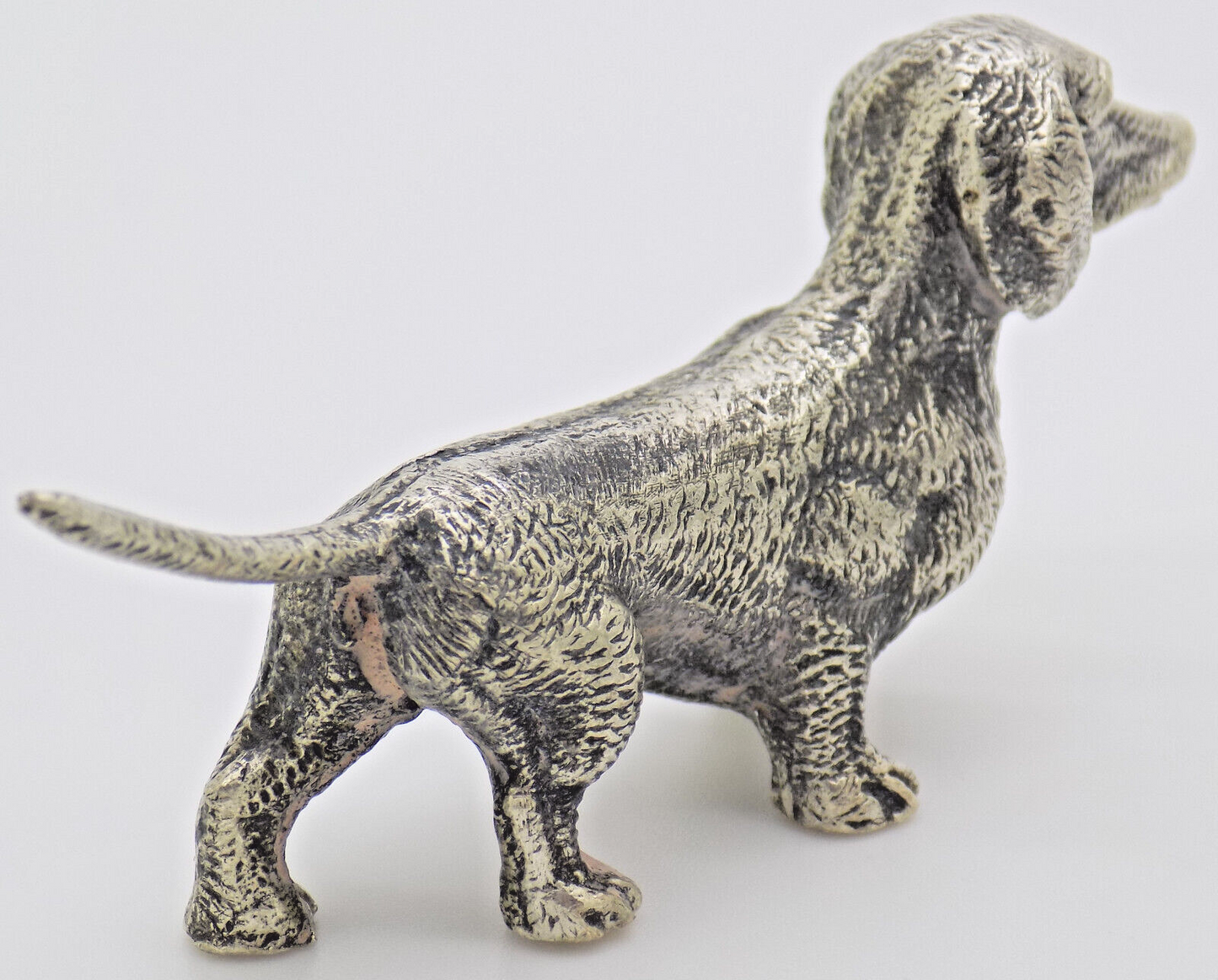 Vintage Italian Handmade Genuine Silver Dachshund Sausage Dog RARE Figurine