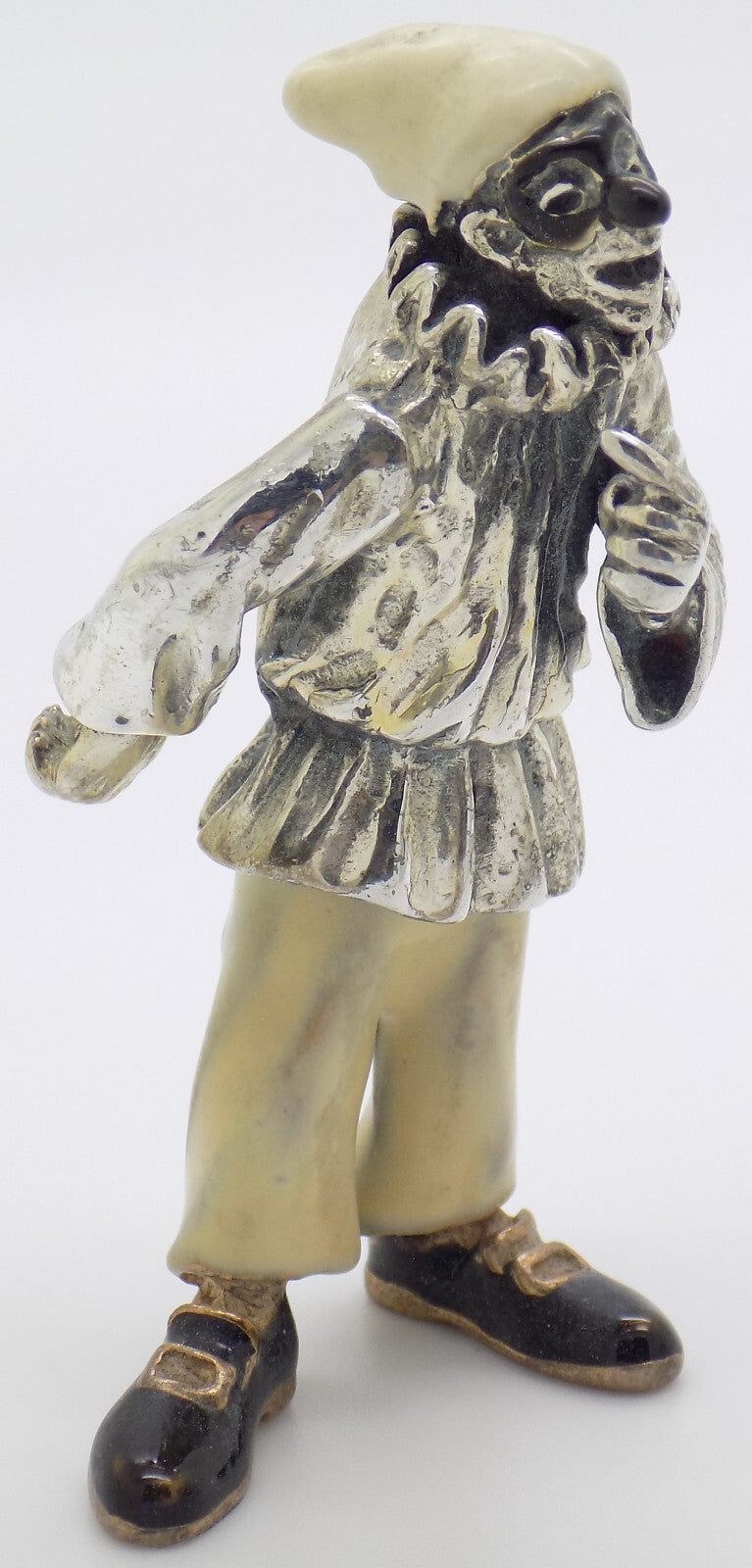 Vintage Italian Handmade Genuine Silver & Brass RARE Pulcinella ANGINI Figurine